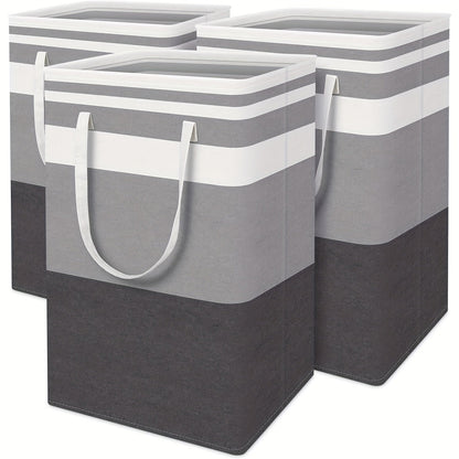 Collapsible Laundry Basket 3 Pack 75L – Freestanding Tall Clothes Hamper with Easy-Carry Handles for Bedroom, Bathroom, Family & Dorm