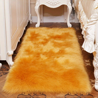 Area Rug Plush Imitation Wool Mat in Four Colors and Two Sizes for Bedroom, Living Room or Bay Window