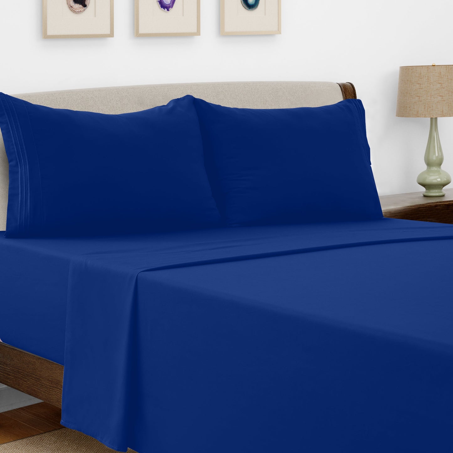 Bed Sheet Set Microfiber with Size-Dependent 3- or 4-Piece Contents and Six specified Bed Dimensions