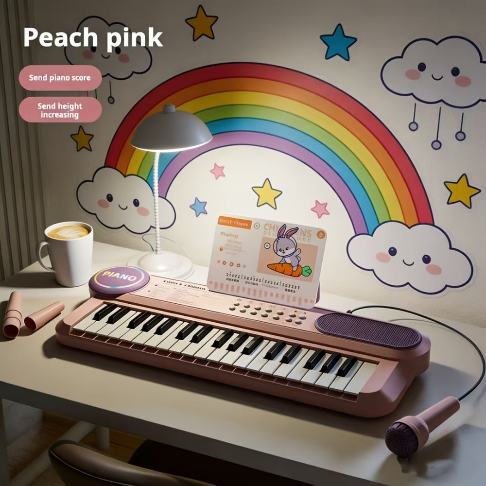 Kids Electronic Keyboard Piano 37 Keys with Microphone, Multi-Function Musical Instrument Toy for Children
