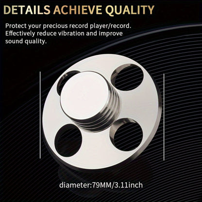 Vinyl Record Weight Stabilizer LP Clamp for Turntables | Metal Disc Stabilizer, Reduces Vibration & Noise, Polished Stainless Steel