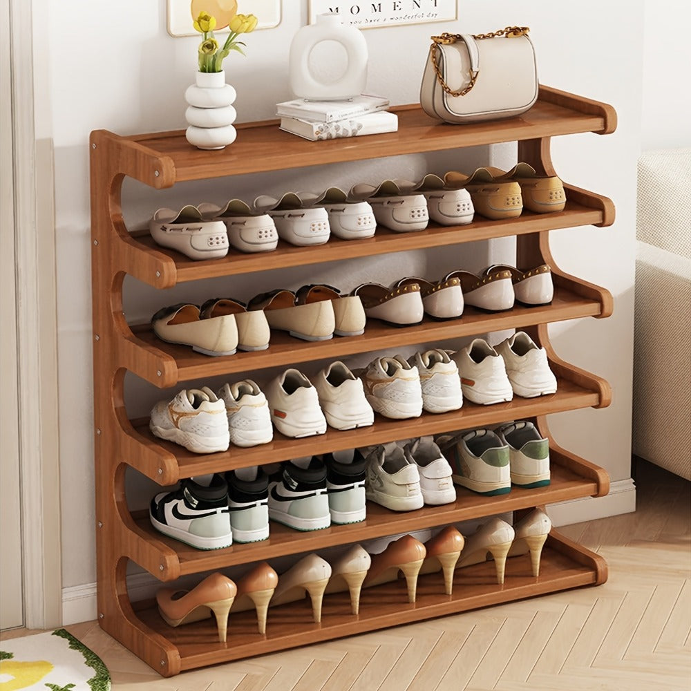 Bamboo Shoe Rack 3 5 6 Layer Widened Reinforced – Multi-Tier Shoe Storage Stand for Entryway Bedroom Living Room Garage