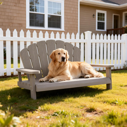 Raised Resin Dog Sofa with Slatted Seat, Back and Arm Panels in Light Brown or Black, 40.24 Inches Wide