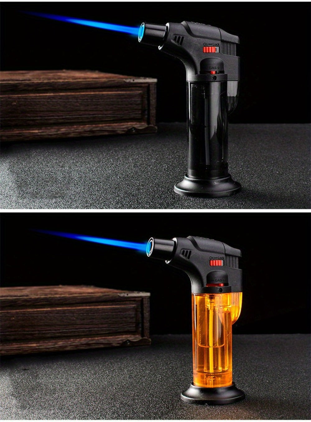 Butane Torch Lighter 6pcs Big Jet Flame Refillable & Adjustable Mini Blow Torch - Gift Box Set for Camping