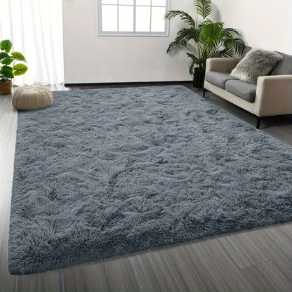 Shaggy Plush Area Rug – Soft Fluffy Carpet for Living Room, Bedroom & Sofa | Non-Slip Machine Washable Tie-Dye & Solid Color Long Pile Rug |
