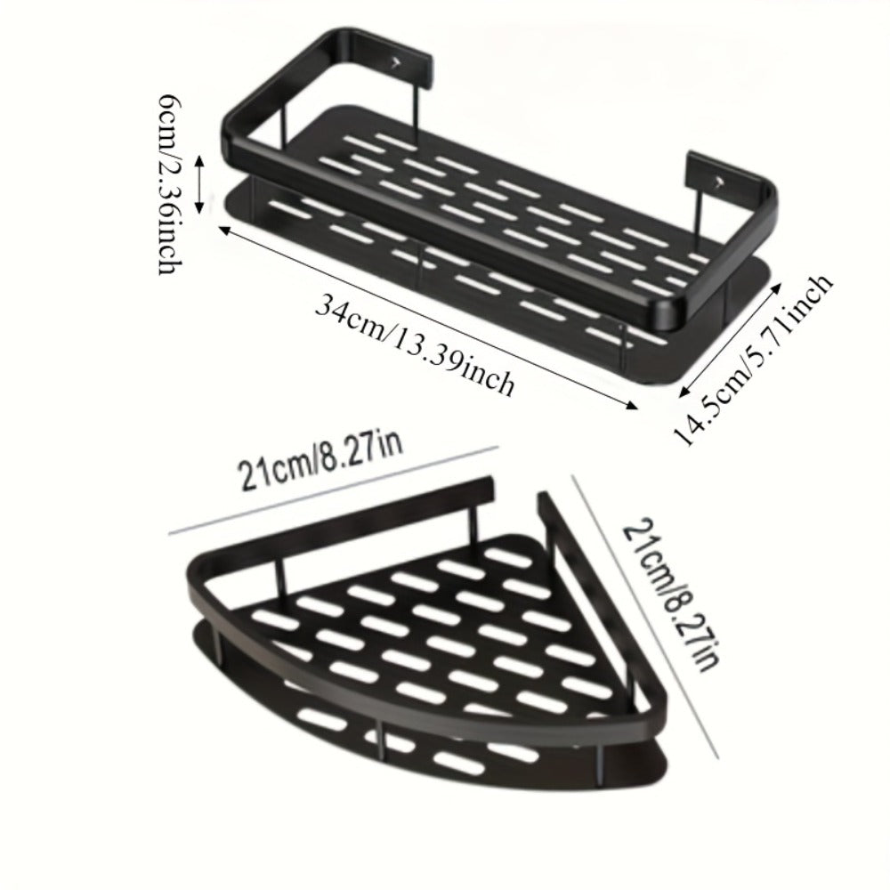 Shower Caddy Wall Mounted Stainless Steel 2-Pack – Rust-Resistant 2-Tier Bathroom Shelf Organizer, Corner Storage Rack for Shower Bathtub