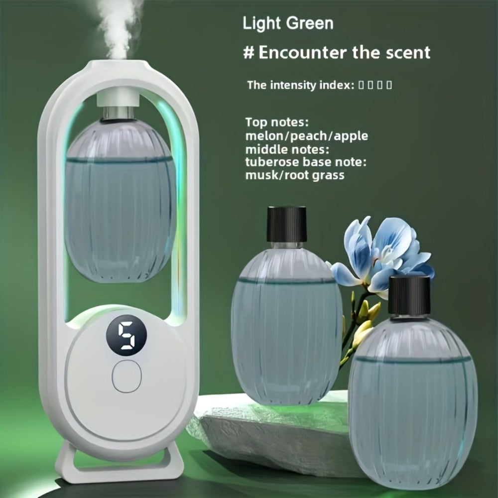 Aroma Diffuser with Five Intensity Settings, Color-Lighted Bottle Window and One- or Three-Oil Bundle Options