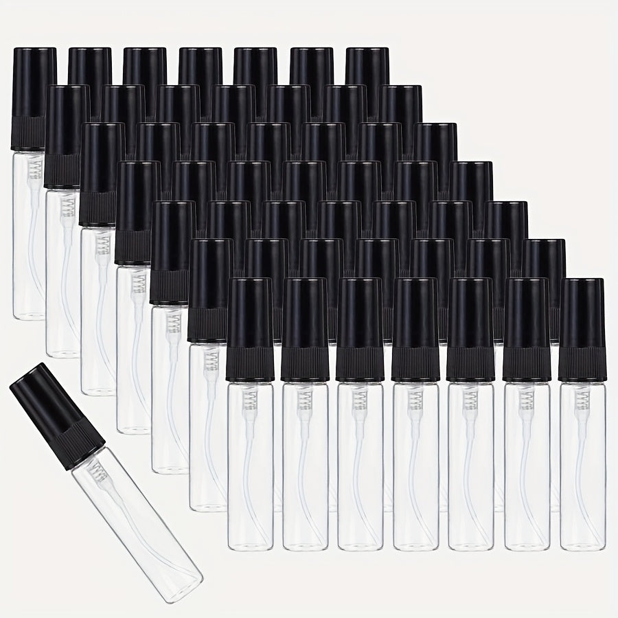 Mini Glass Spray Bottles 5ml 50 Pack Fine Mist Atomizer Refillable Black UV Glass Travel Perfume Bottles for Perfume Cologne Essential Oil