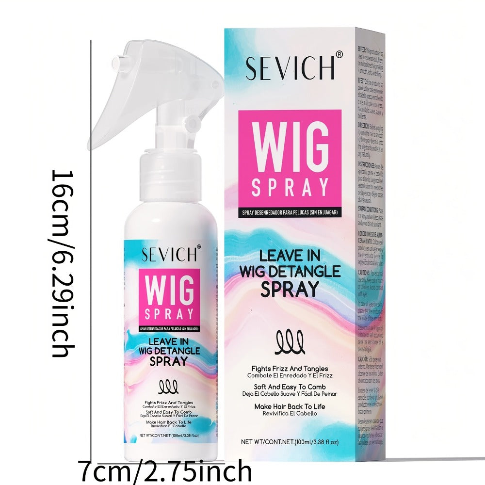 Wig Detangling Spray Leave-In Conditioner for Synthetic & Human Hair Wigs, Featherlight Frizz Control