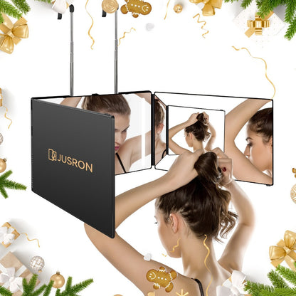 3 Way Mirror for Self Hair Cutting 360° Trifold Barber Mirror Set – Anti-Fog HD Glass, Oil-Rubbed Finish