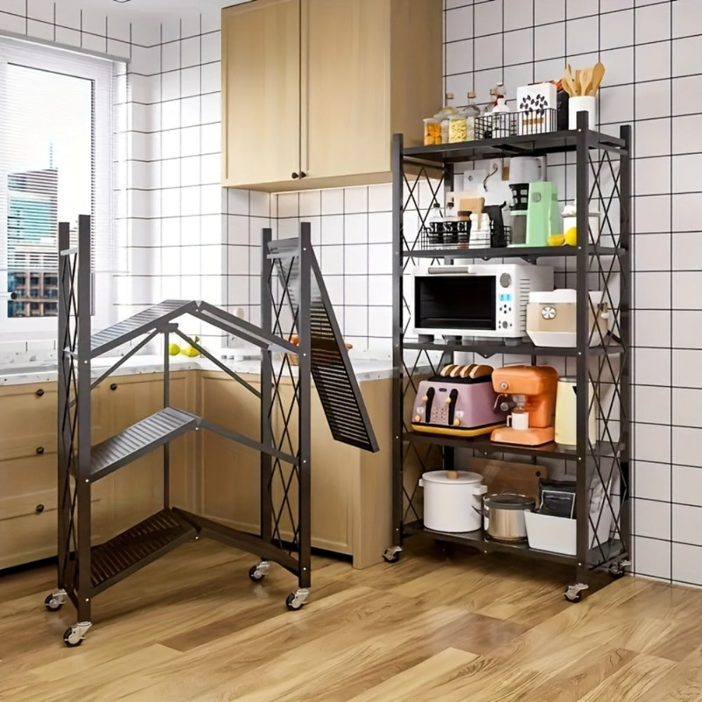 Rolling Storage Rack with Wheels, 3, 4 or 5 Tier Portable Movable Shelving Unit, No Assembly Required