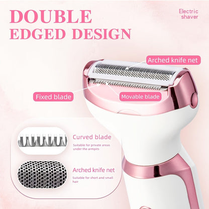 4-in-1 Electric Hair Remover for Women USB Rechargeable Shaver Trimmer – Eyebrow Nose Face Leg Bikini Line Underarm Peach Fuzz Removal