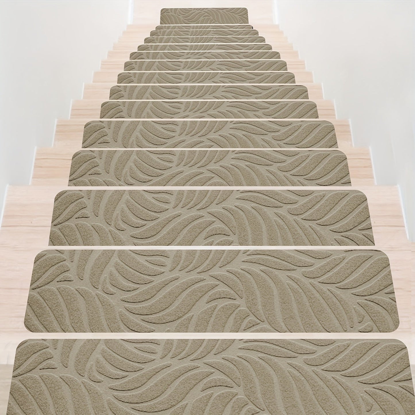 Stair Treads 15pcs 8"x30" Self-Adhesive Carpet Pads for Wooden Steps, Polyester Indoor Stair Mats for Safety
