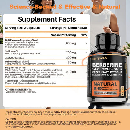 Keto BHB Weight Loss Capsules 20-in-1 with L-Carnitine CLA Berberine Malic Acid, Fat Burn Insulin & Liver Health Support