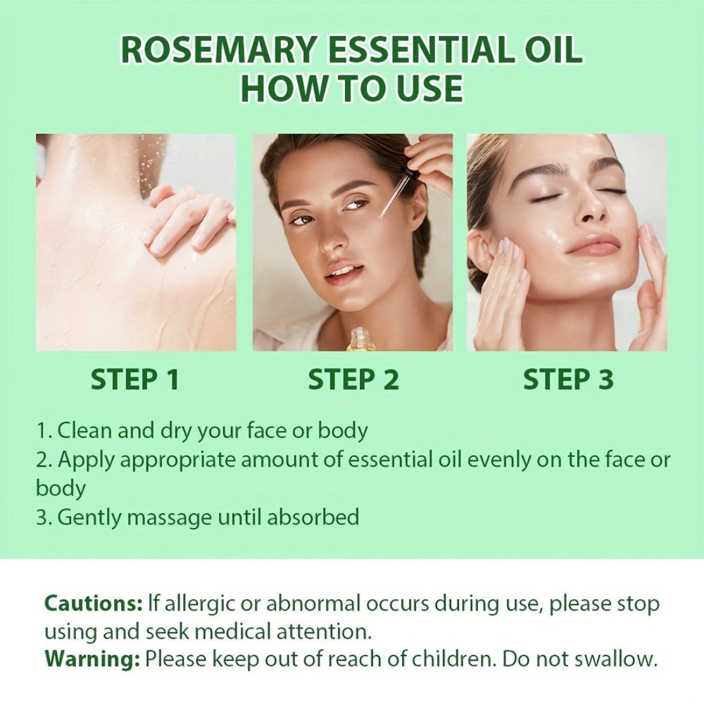 Essential Oil Rosemary External-Use Dropper Bottle with 1-Piece, 2-Piece or 1.01oz Available Options