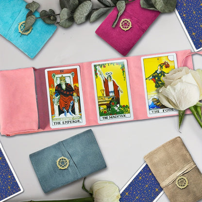 Tarot Card Bag Velvet Pouch with Retro Pendant – 5pcs Lightweight Tarot Storage Holder Set, Mystical Drawstring Bags for Tarot Cards