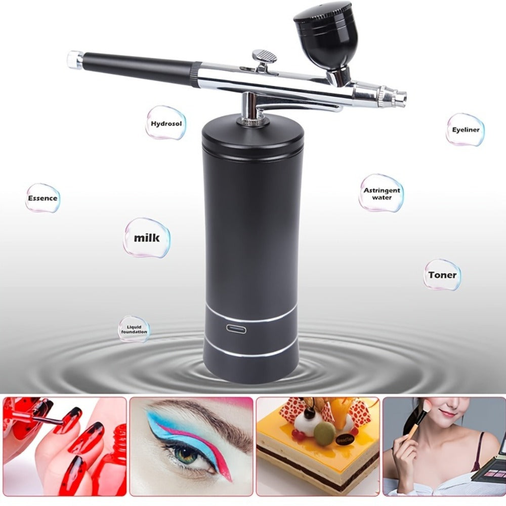 Portable Cordless Airbrush Kit with Compressor 0.3mm Nozzle – USB-C Rechargeable 23-27PSI Airbrush Gun for Makeup Nail Art Cake Decorating