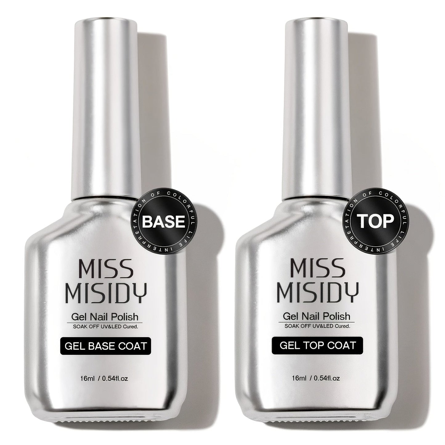 Soak-Off Gel Top Coat and Base Coat Set 2Pcs Super Shine Mirror Finish Long Lasting LED UV Lamp Gel Polish Foundation Seal Manicure Kit Nail