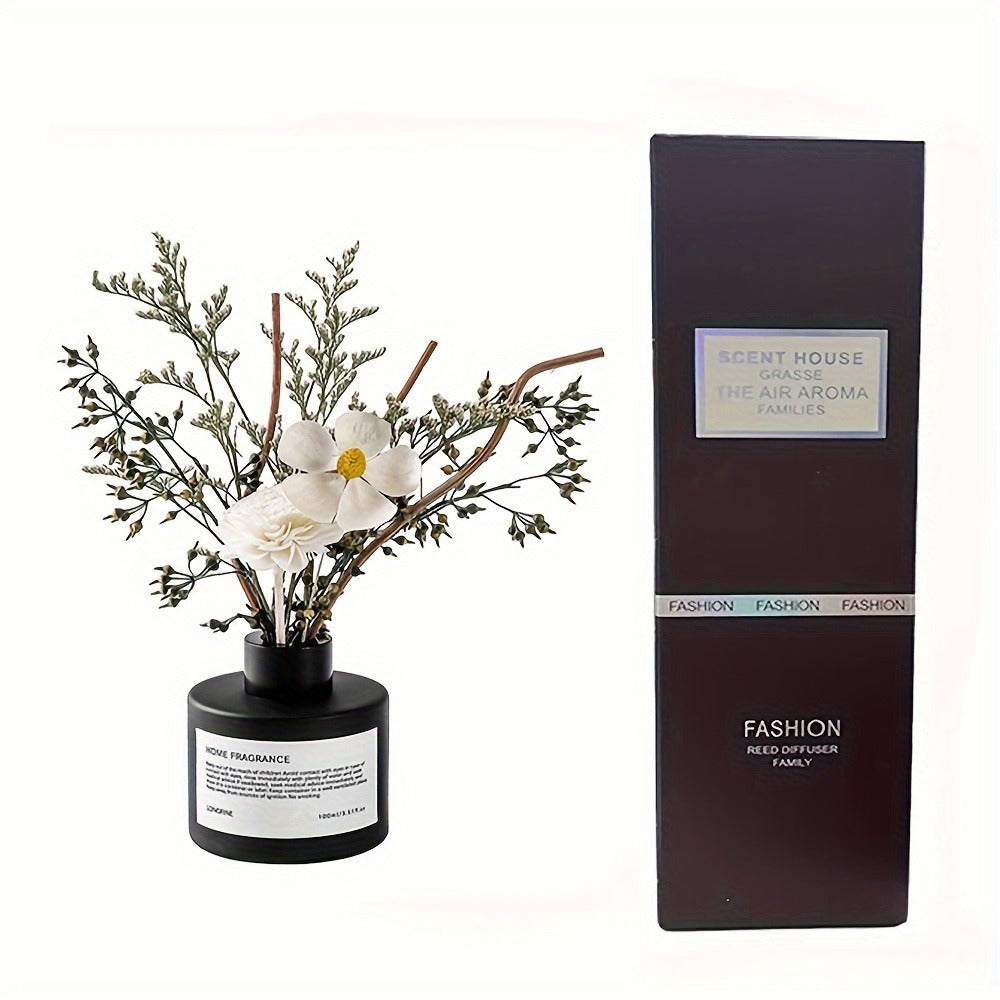 Reed Diffuser with Real Flowers & Essential Oil - Home Fragrance Scent Sticks for Bedroom Bathroom Living Room