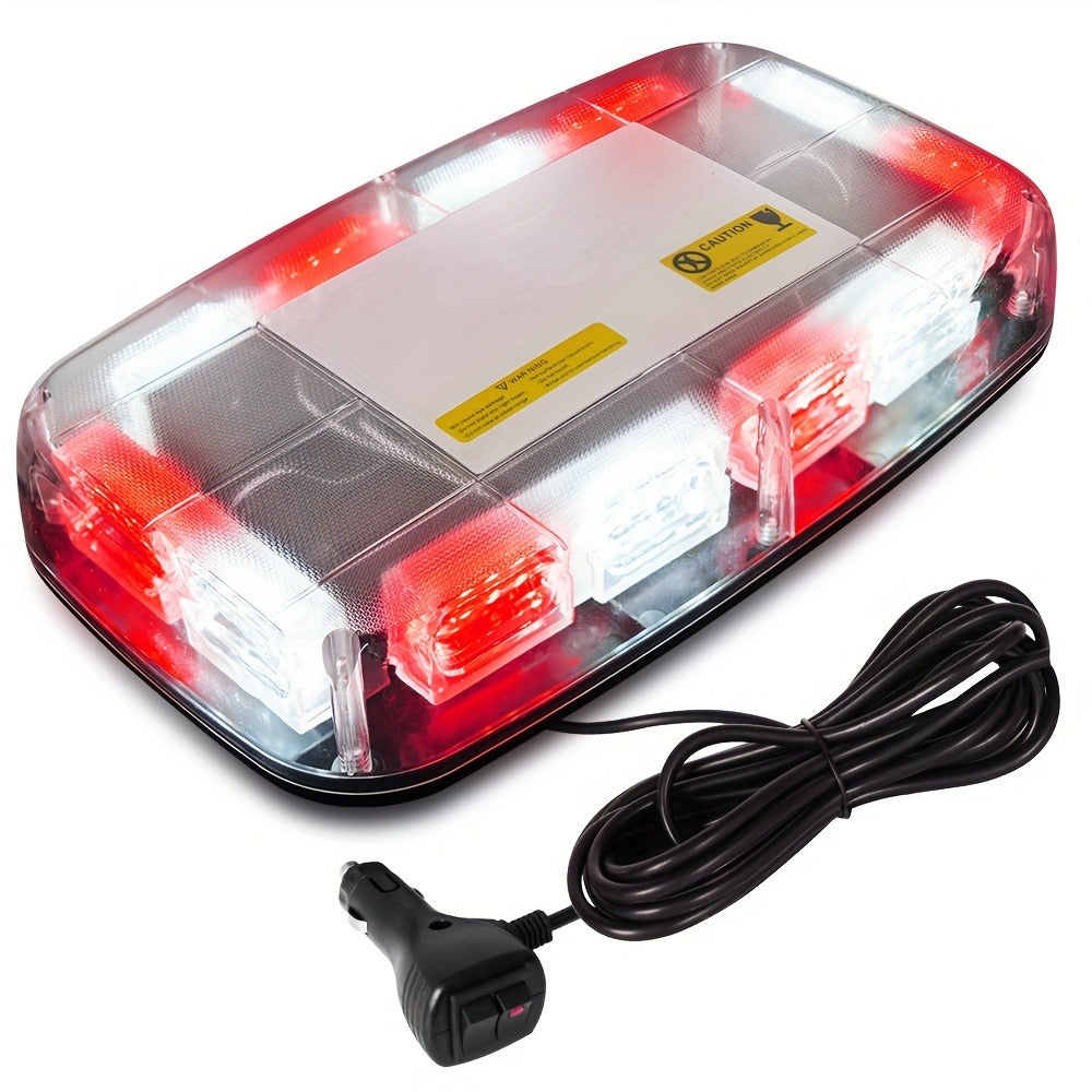 48 LED Roof Strobe Light Bar IP67 Waterproof Magnetic Mount Emergency Warning Light 12-24V for Plow Trucks Construction Vehicles Cars