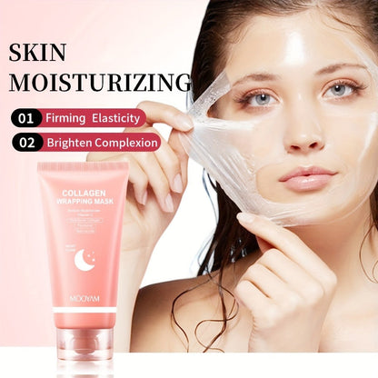 Hydrolyzed Collagen Night Mask with Brush – Niacinamide Hyaluronic Acid Vitamin C Korean Skincare Sleeping Mask for Elasticity Deep Moisture