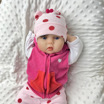 Open-Eye 22-Inch Baby Doll with Pink Giraffe Plush, Giraffe Outfit and 55 cm Size Label for Pretend Play