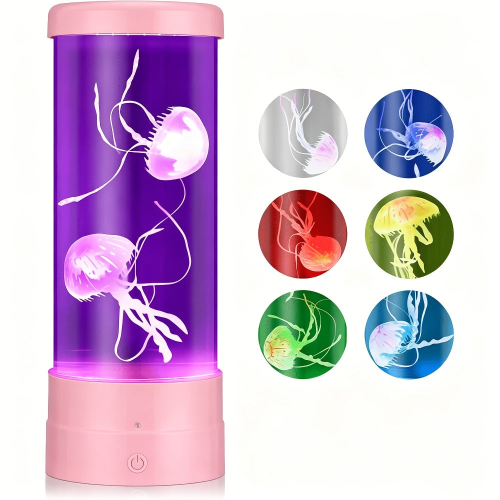 Jellyfish Lamp LED Floating 7 Color Mood Light, Electric Fantasy Jellyfish Tank Table Lamp for Home & Office Decor