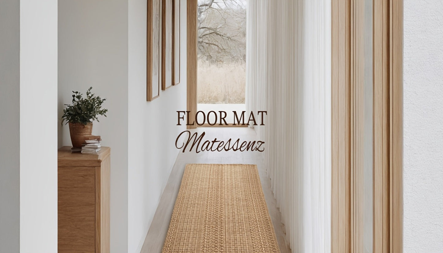 Braided Woven Indoor Rug with 2 x 3-Foot to 6 x 9-Foot Sizes and One Two-Piece Gray Mat Set