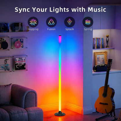 68.8-Inch RGB Corner Floor Lamp in One- or Two-Piece Options with Pictured App and Remote Controls