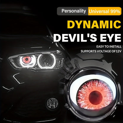 LED Demon Eye Lights 6-Mode Adjustable Dynamic Devil Eyes with Lens 12V Off-Road Atmosphere Lighting Kit Car Mod Automotive Decoration