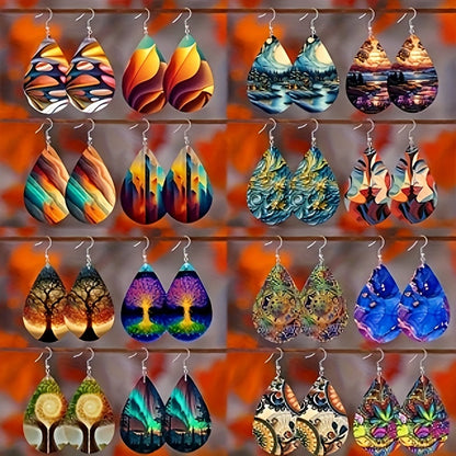 Dangle Earrings for Women - Drop Set 16 Pairs Boho Water Drop Double Layer Mix & Match Colorful - product detail view 7