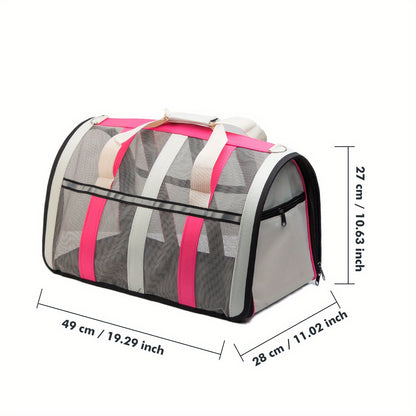 Foldable Pet Carrier Bag Breathable Mesh – Portable Soft Sided Tote for Cats & Small Dogs, Collapsible Travel Handbag, S/M/L, 7 Colors