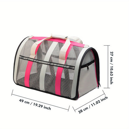 Arched Mesh-Panel Pet Carrier with Top Handles, Seven Colors and Complete S, M and L Size Grid