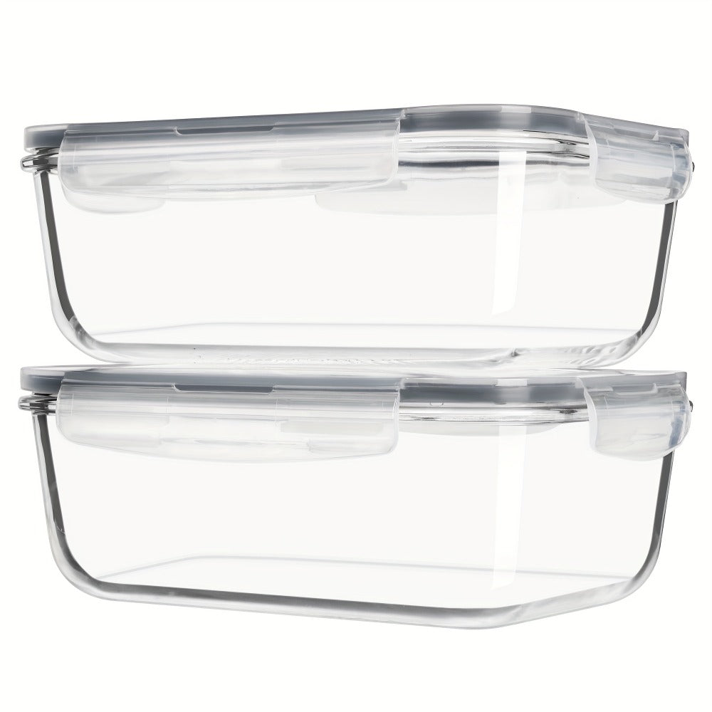 Large Glass Food Storage Containers with Lids 2 Pack, 63oz Borosilicate Glass Meal Prep Containers