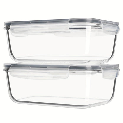 Large Glass Food Storage Containers with Lids 2 Pack, 63oz Borosilicate Glass Meal Prep Containers