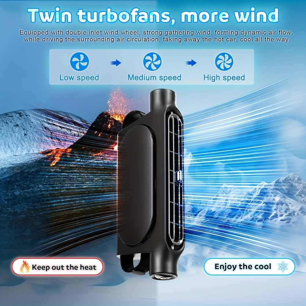 Bladeless Car USB Fan – 3-Speed Silent Cooling, Fits All Vehicles, Car Seat Fan with USB Charging Cable, Black & White