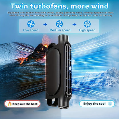Bladeless Car USB Fan – 3-Speed Silent Cooling, Fits All Vehicles, Car Seat Fan with USB Charging Cable, Black & White