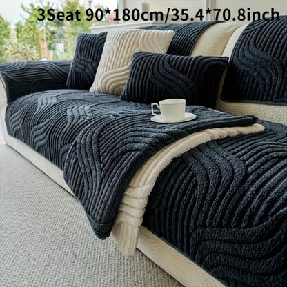 Sofa Cover Shu Velveteen Vintage-Style Panels with Textured Finish for 2 to Large 4-Seater Sofas