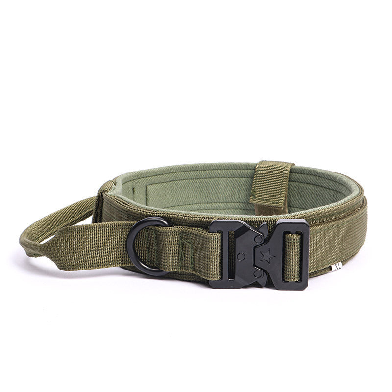 Tactical Dog Collar with Handle Quick-Release Metal Buckle Heavy Duty Nylon Wide Fit for Training Outdoor Adventures Medium Large Dogs M L