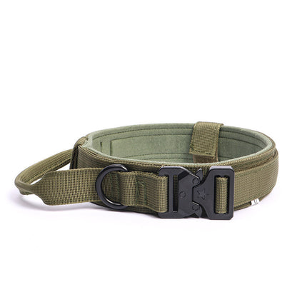 Tactical Dog Collar with Handle Quick-Release Metal Buckle Heavy Duty Nylon Wide Fit for Training Outdoor Adventures Medium Large Dogs M L