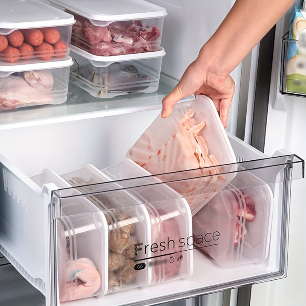 Stackable Refrigerator Storage Containers with Lids 4pcs, 42-Oz BPA-Free Food Storage Set for Meat Fruits Vegetables