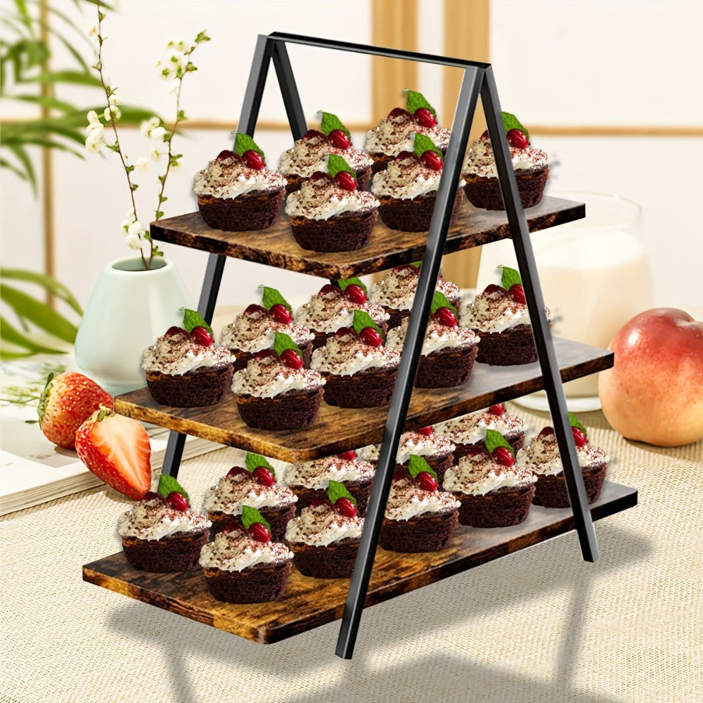 3-Tier Wooden Cupcake Stand, Holds 50 Cupcakes, Dessert Display Rack for Wedding, Birthday Party & Halloween