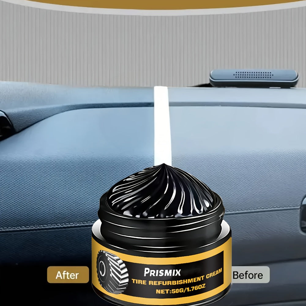 Tire Polishing Paste 2pcs with Sponge – Beeswax Formula Tire Shine & Retreading Paste, Rust Removal, Anti-Fouling, Lasting Black Gloss