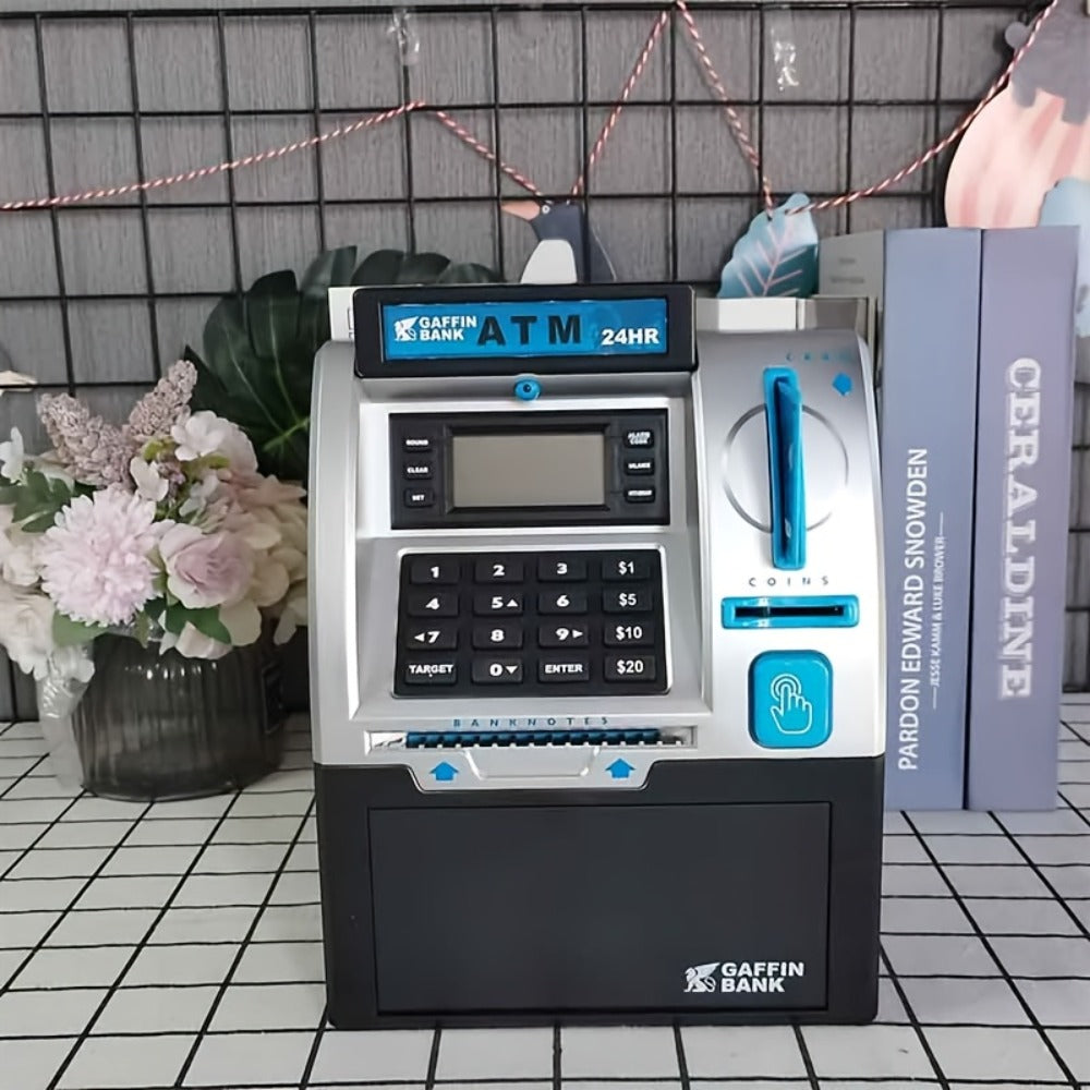 Electronic Money Bank for Kids with Debit Card & Cash Scanning, Digital ATM Piggy Bank with Coin & Bill Slot
