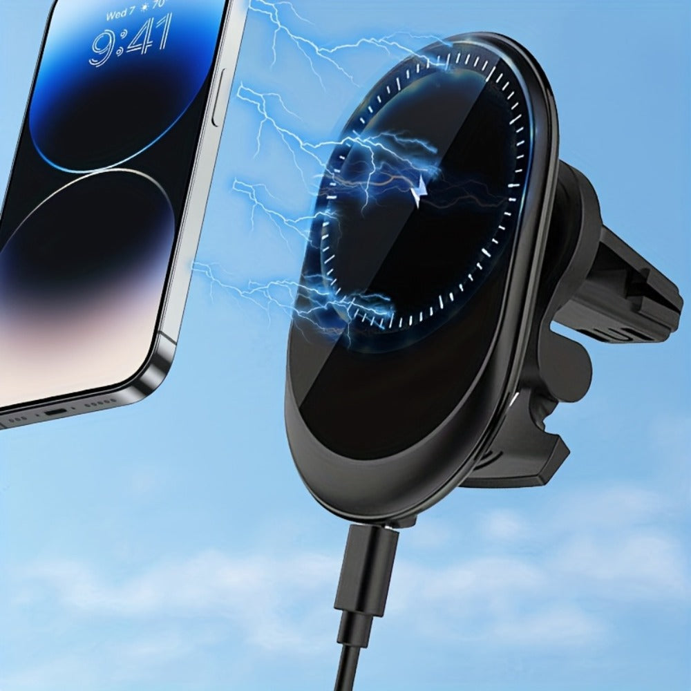 15W Magnetic Wireless Car Charger – Air Vent Mount with N52 Strong Magnet, Fast Charging for iPhone 17 Pro Max / 16 / 15 / 14 / 13 / 12