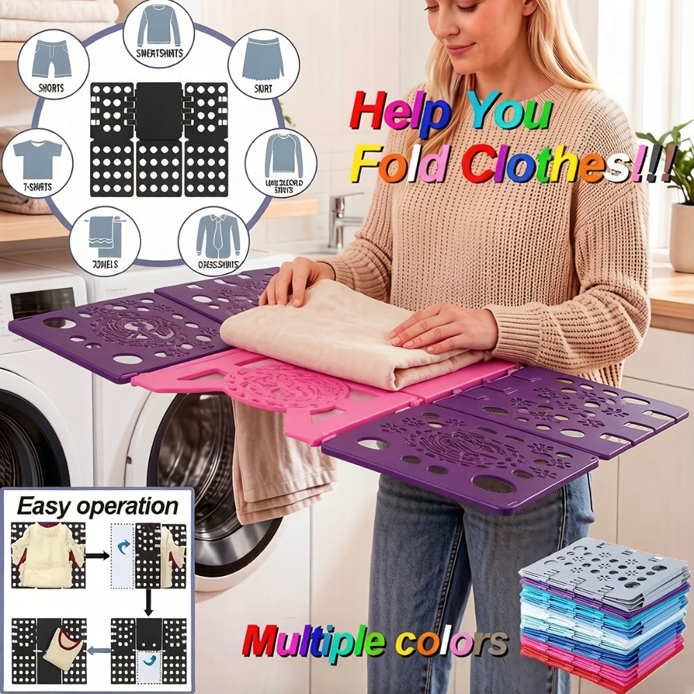 Clothes Folding Board Plastic Laundry Folder with Alignment Guide – Fast & Easy T-Shirt Folder, Ergonomic Closet Organizer for Neat Clothes