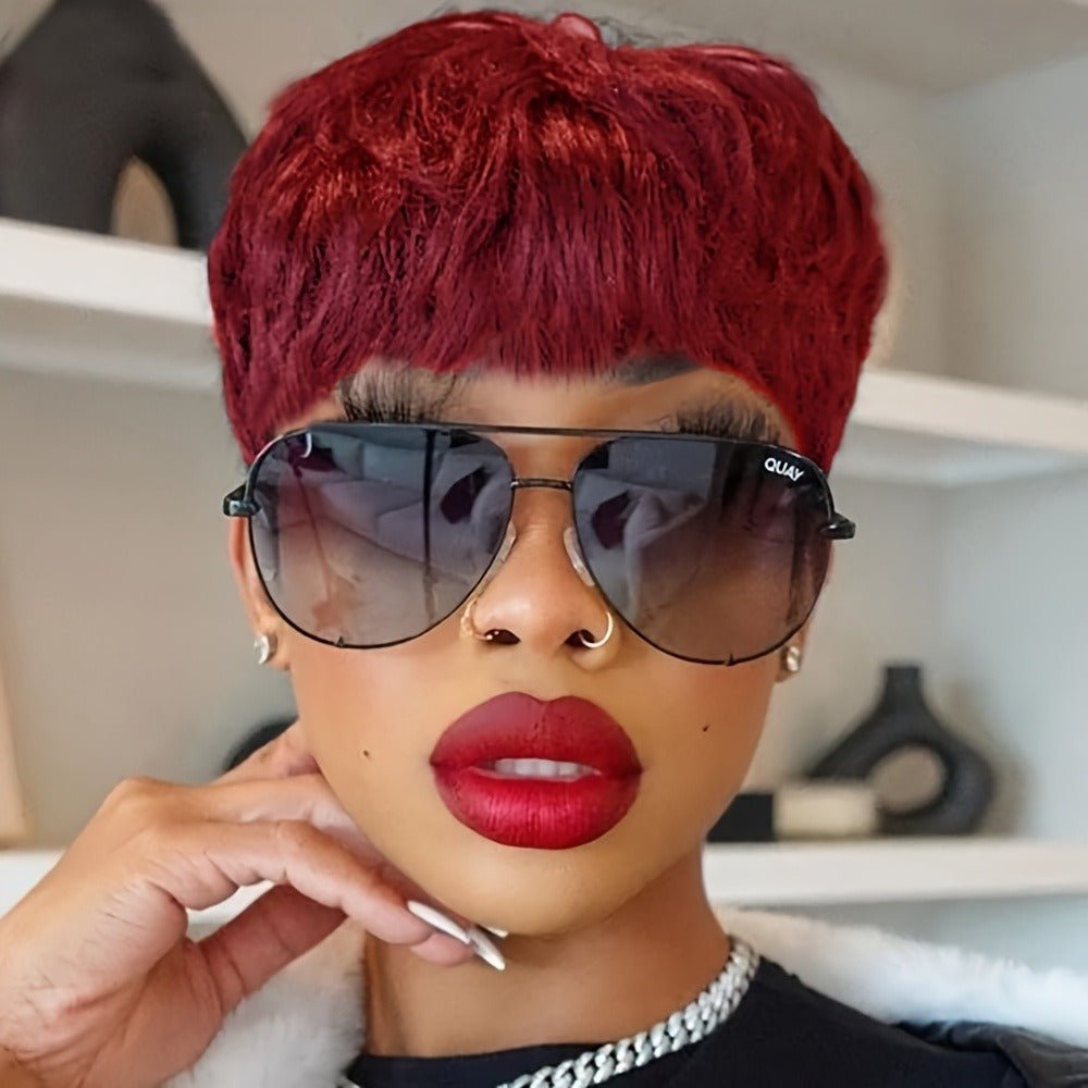 Synthetic Wig 4-Inch Wavy Pixie with Bangs in Eight Color Codes for Costume Styling with Item-Specific Color, Length, Texture and Cap
