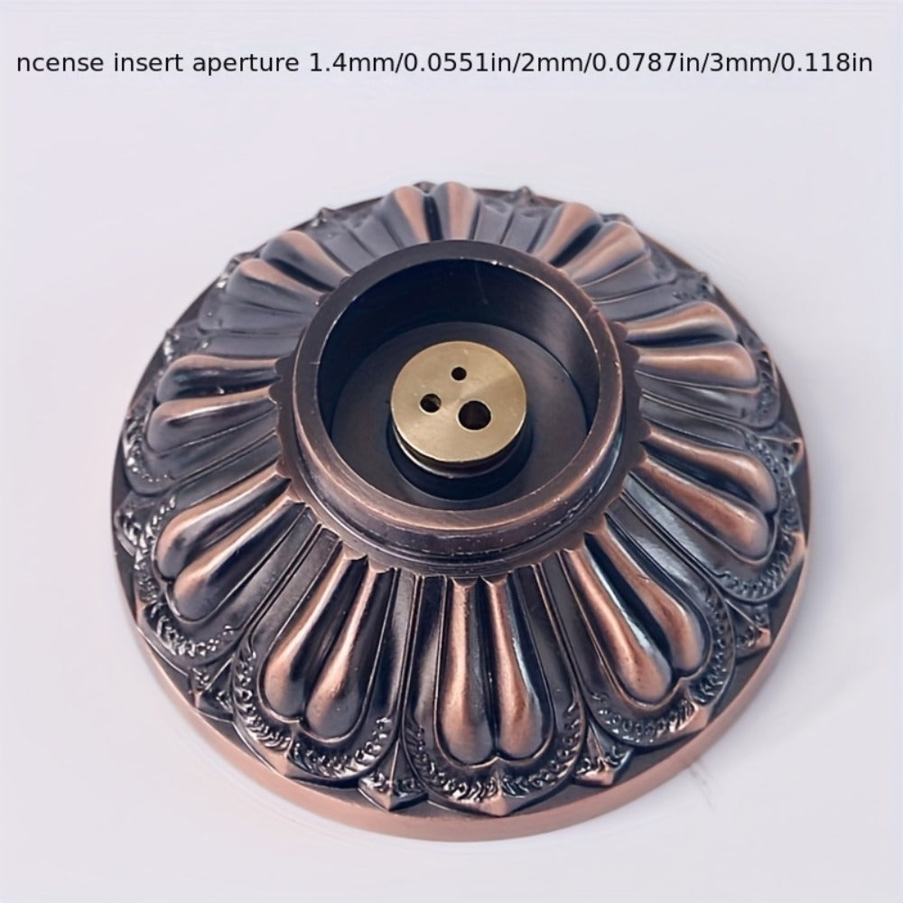Incense Stick Holder Metal Retro Vertical Design, Dragon & Phoenix Heart Sutra Motif Brass Incense Burner Stand