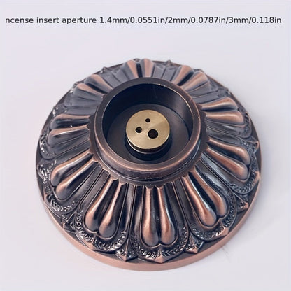 Incense Stick Holder Metal Retro Vertical Design, Dragon & Phoenix Heart Sutra Motif Brass Incense Burner Stand