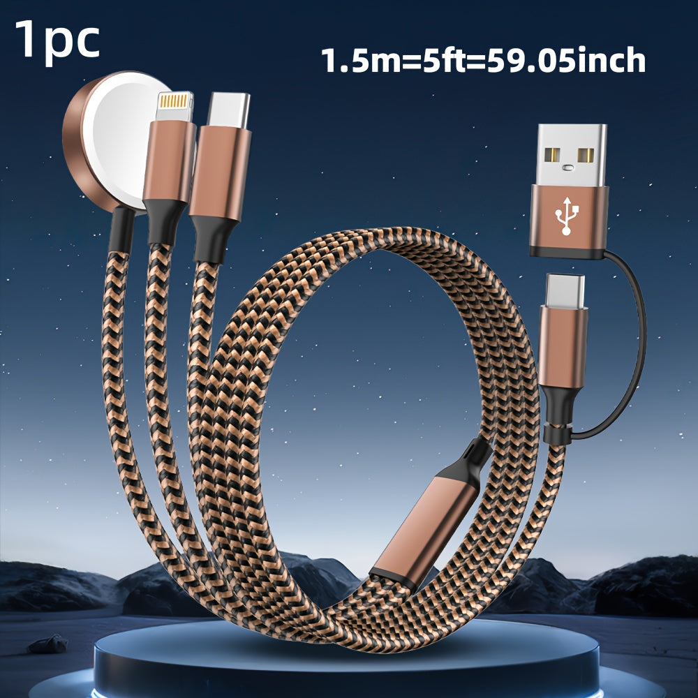 Braided Charging Cable with USB-A or USB-C Input, Three Output Paths and Five Color or Connector Options